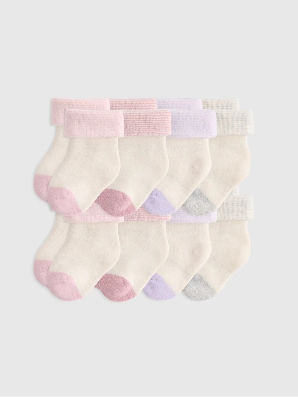 NWT QUINCE 8 Pack Organic Cotton Fold Over Socks Baby 0-6 Months 7199